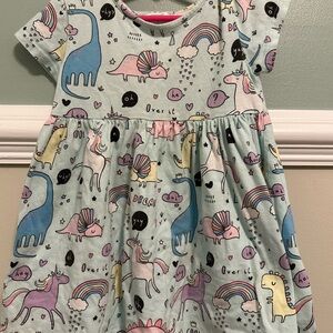 Kids Dinosaur and Unicorn Print Dress by Next